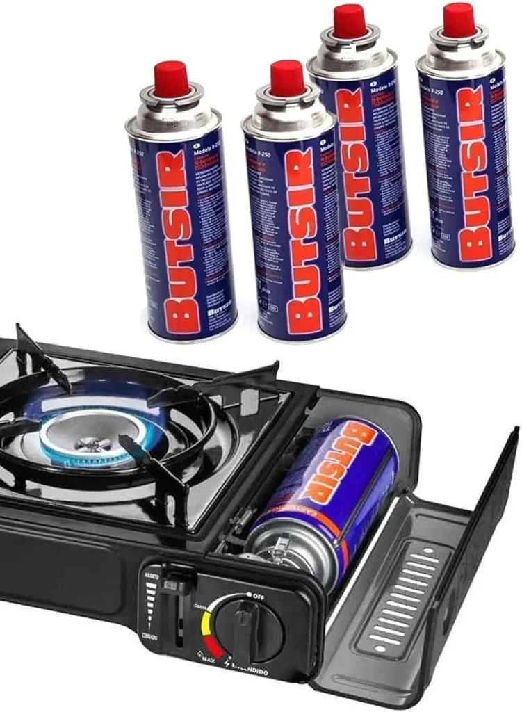 Hornillo portátil a gas Butsir más cartuchos de gas incluidos - campinggastop.com