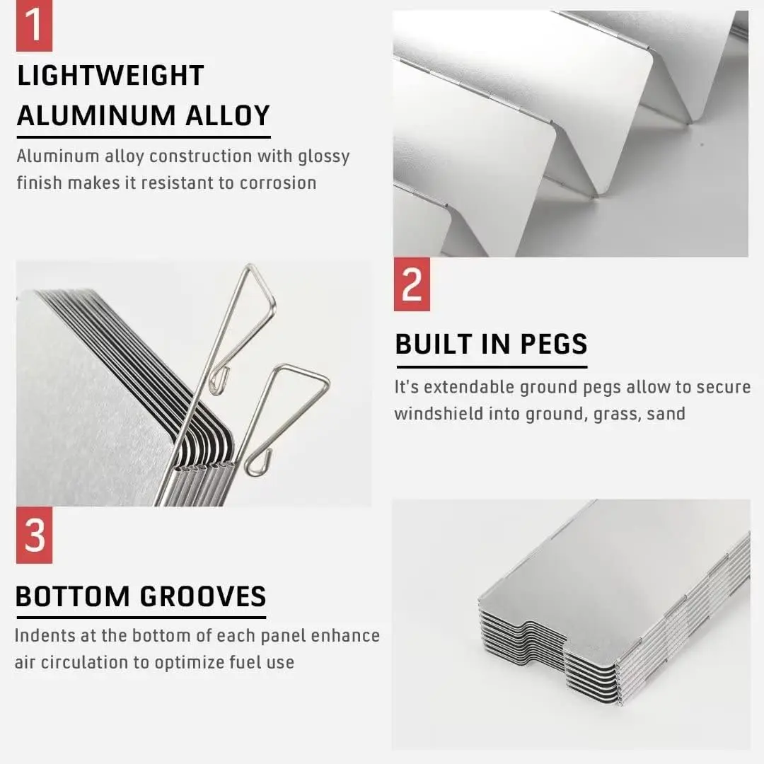 Parabrisas para hornillo de 16 placas plegables Sagafy - campinggastop.com